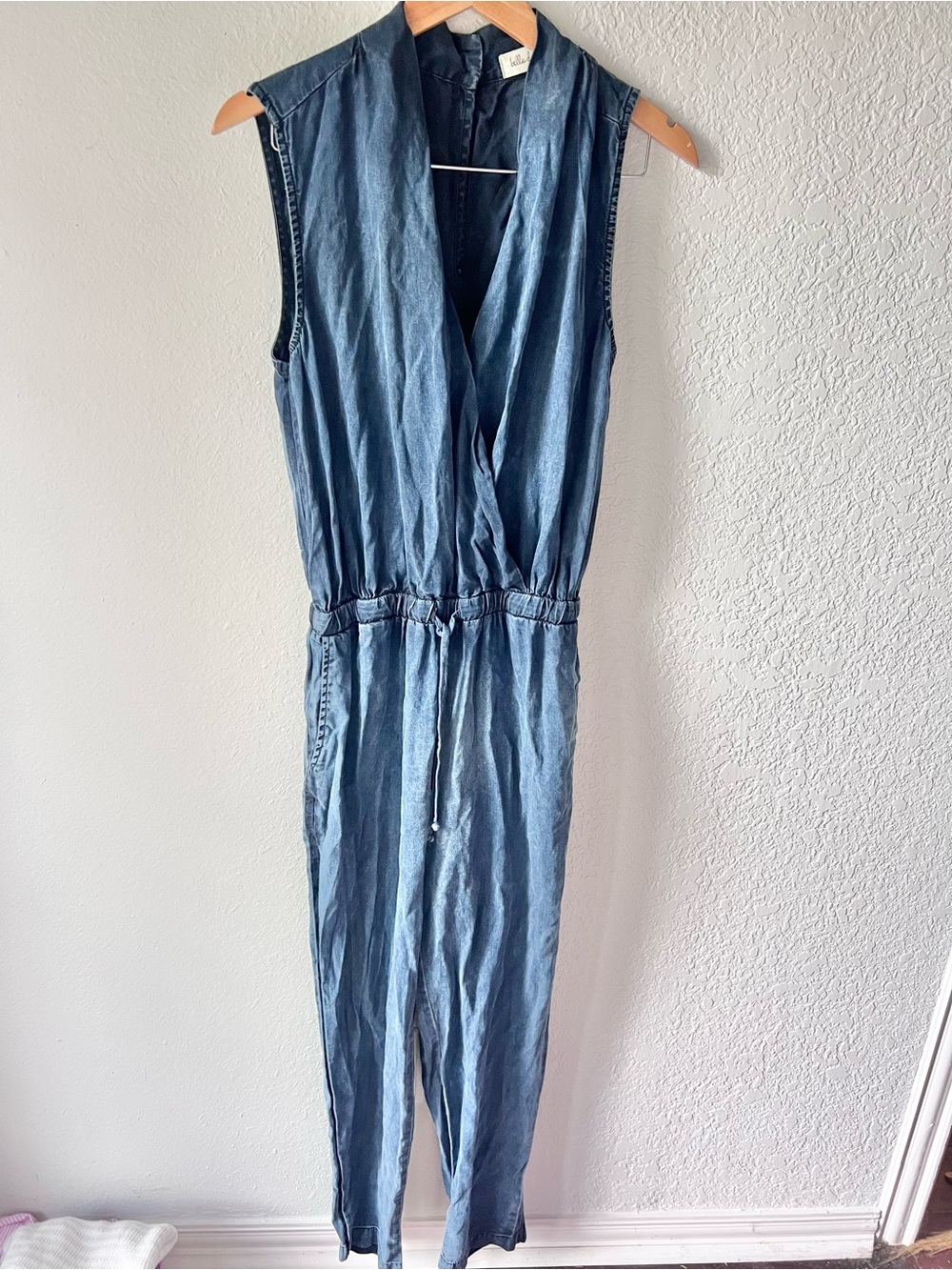 Bella Dahl Navy Tencel Wrap Tank Jumpsuit Sz L